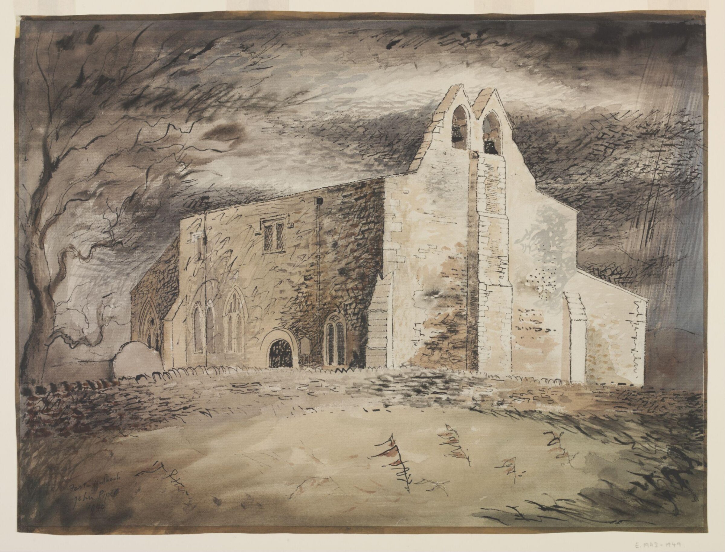 Exterior of the Church of St. Denis, Faxton, Piper, 1940