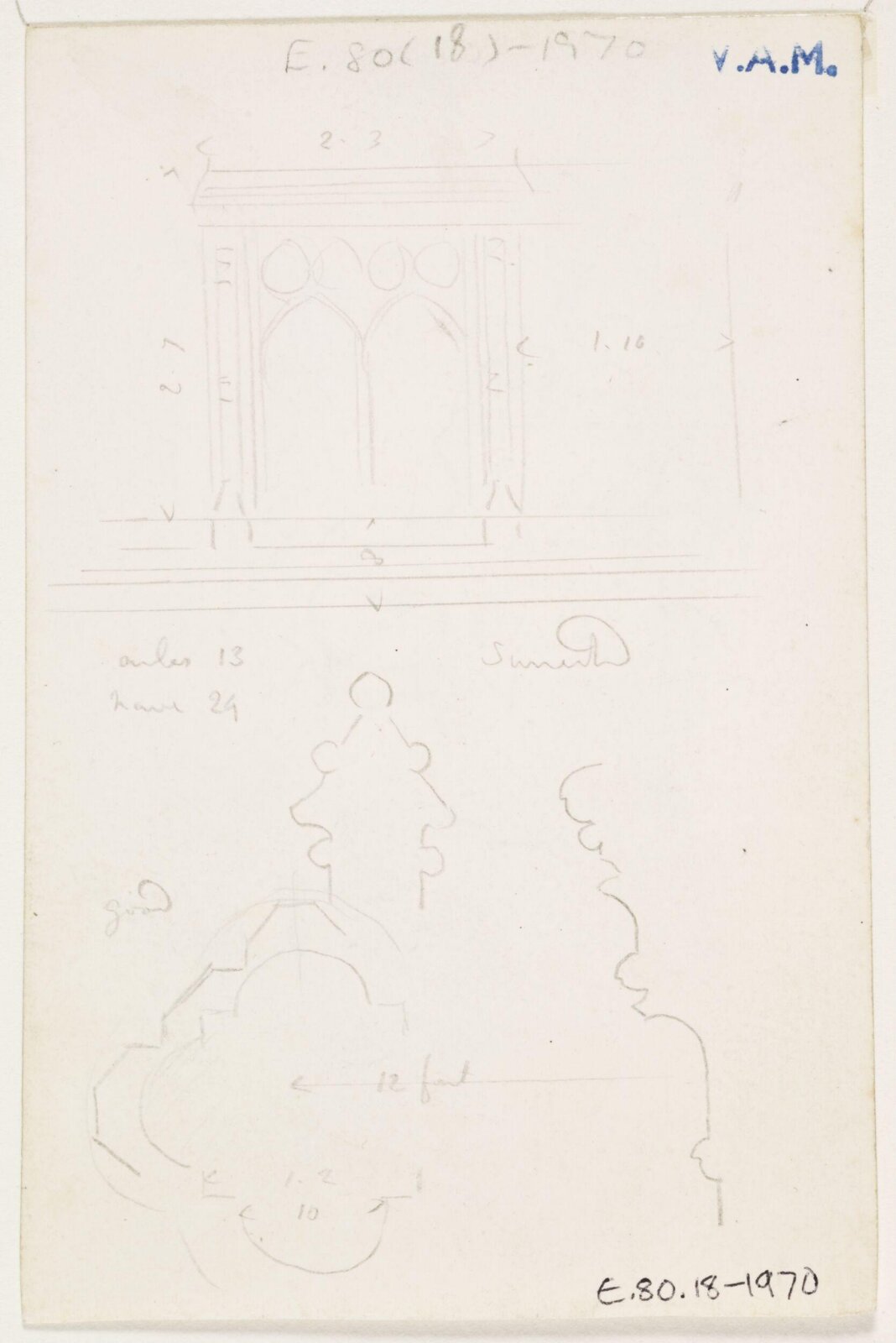 Drawing, A.W.N. Pugin, 1840-52