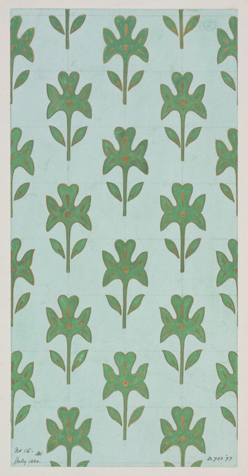 Design for a wallpaper, Owen Jones, July 1860