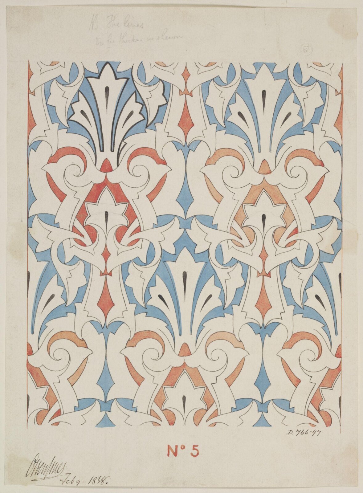 Drawing, Owen Jones, February 9th 1858