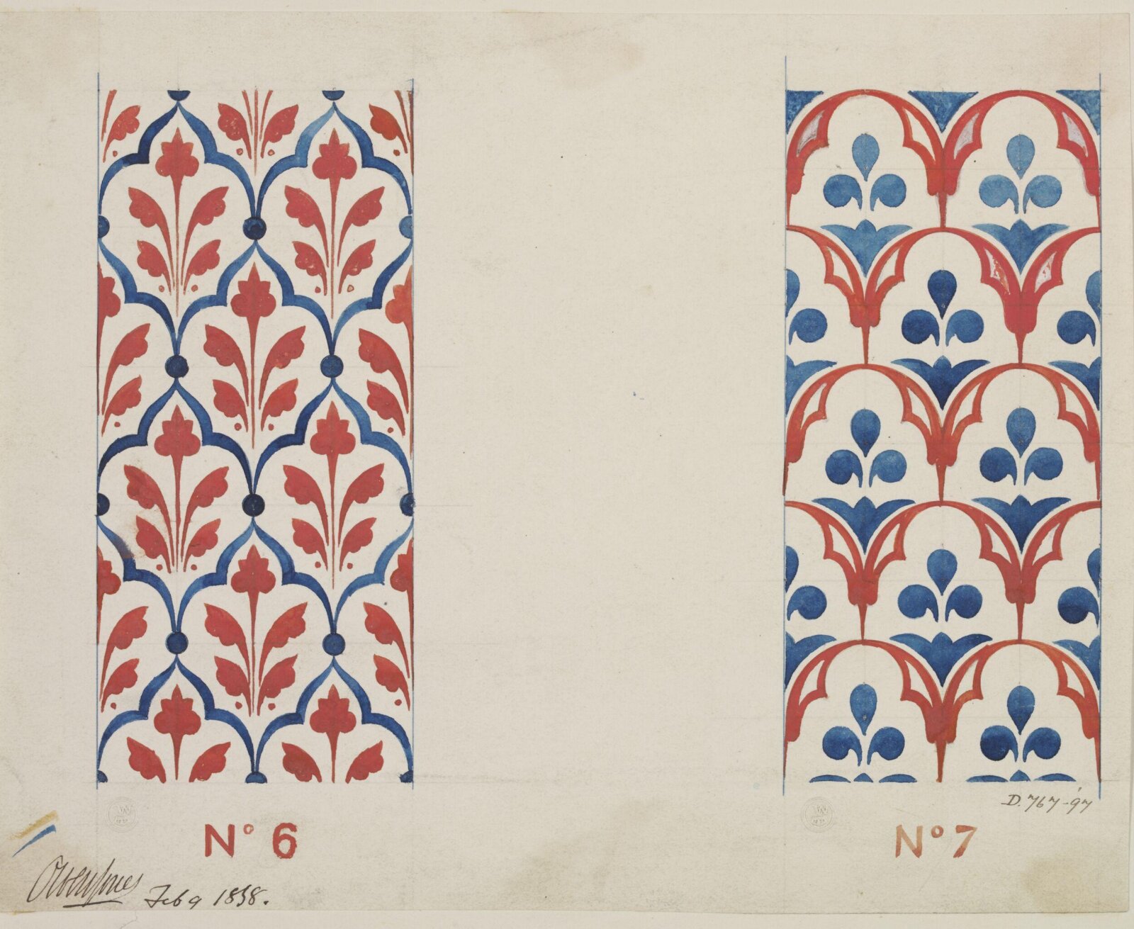 Drawing, Owen Jones, February 9th 1858