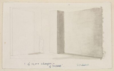 Design for the stage setting of the ghost scene in Hamlet