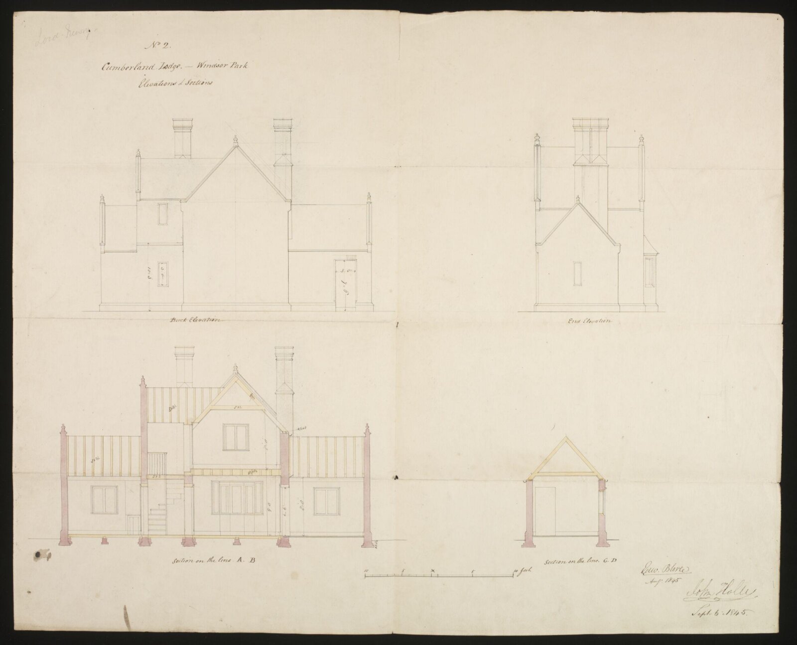 Drawing, Edward Blore, 1845.