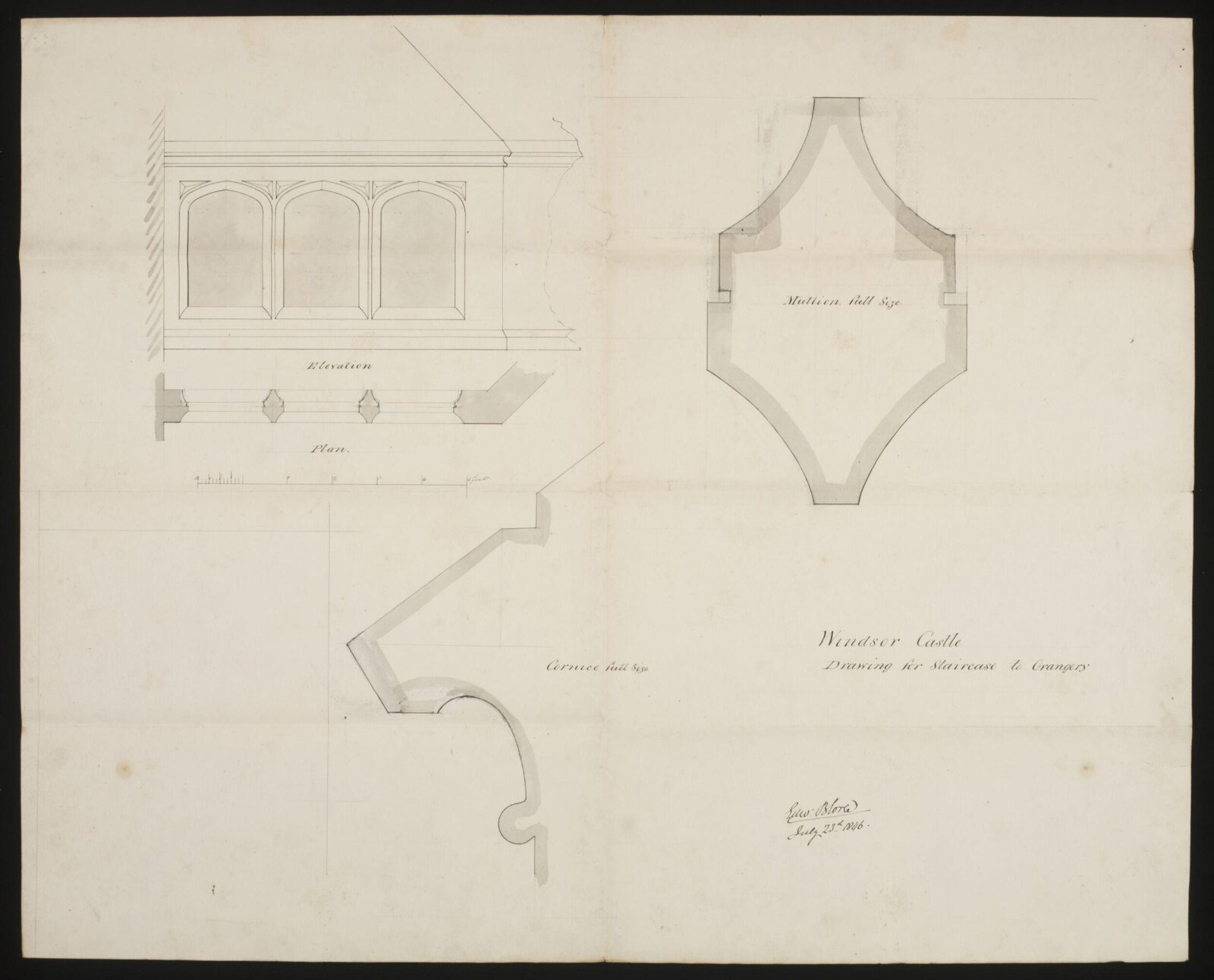 Drawing, Edward Blore, 23/07/1846.