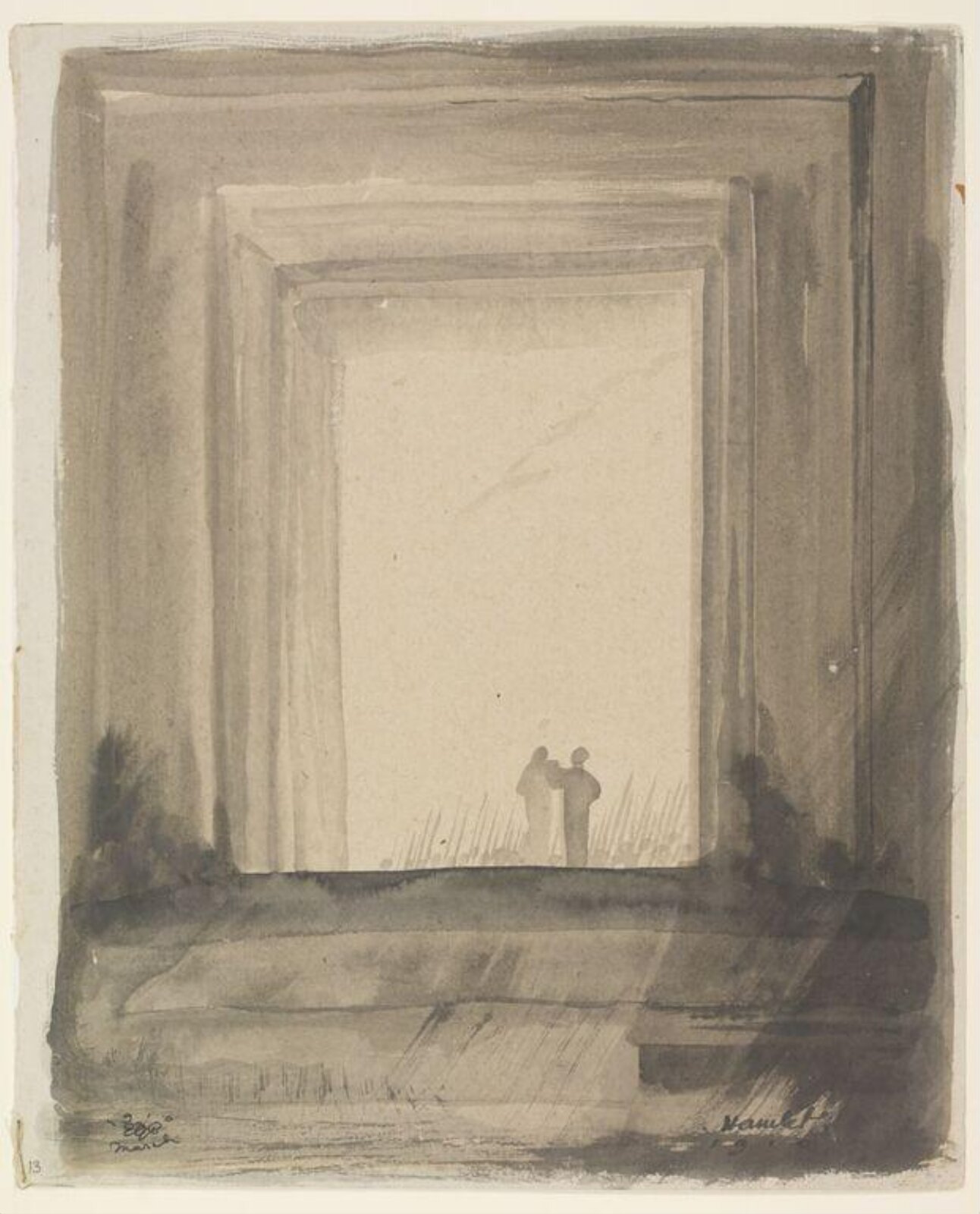 Design for stage scene for 'Hamlet', Edward Gordon Craig, 1910