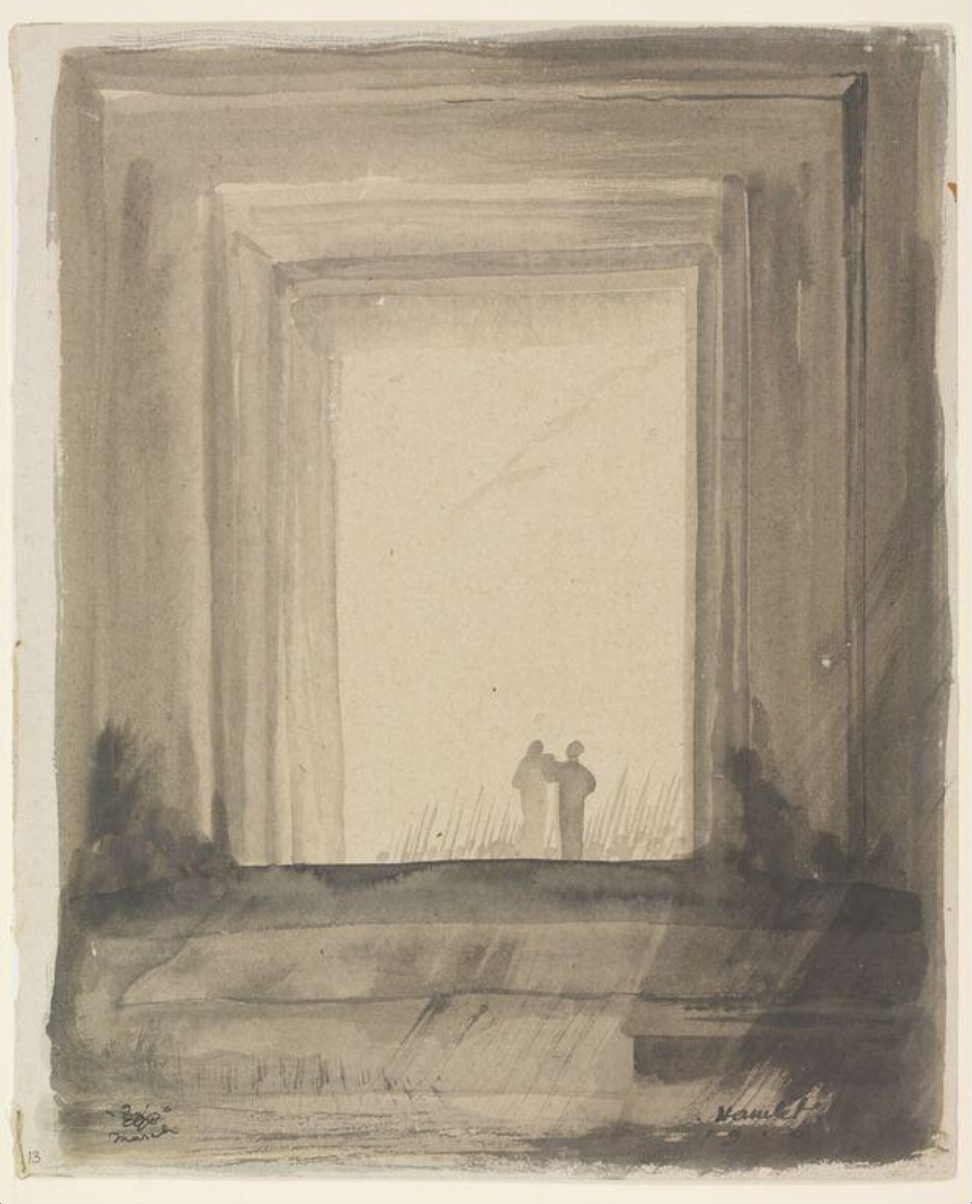 Design for stage scene for 'Hamlet', Edward Gordon Craig, 1910