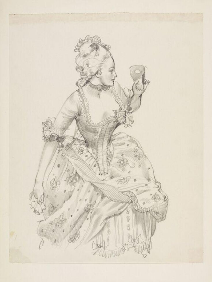 Woman in eighteenth century dress and masque top image