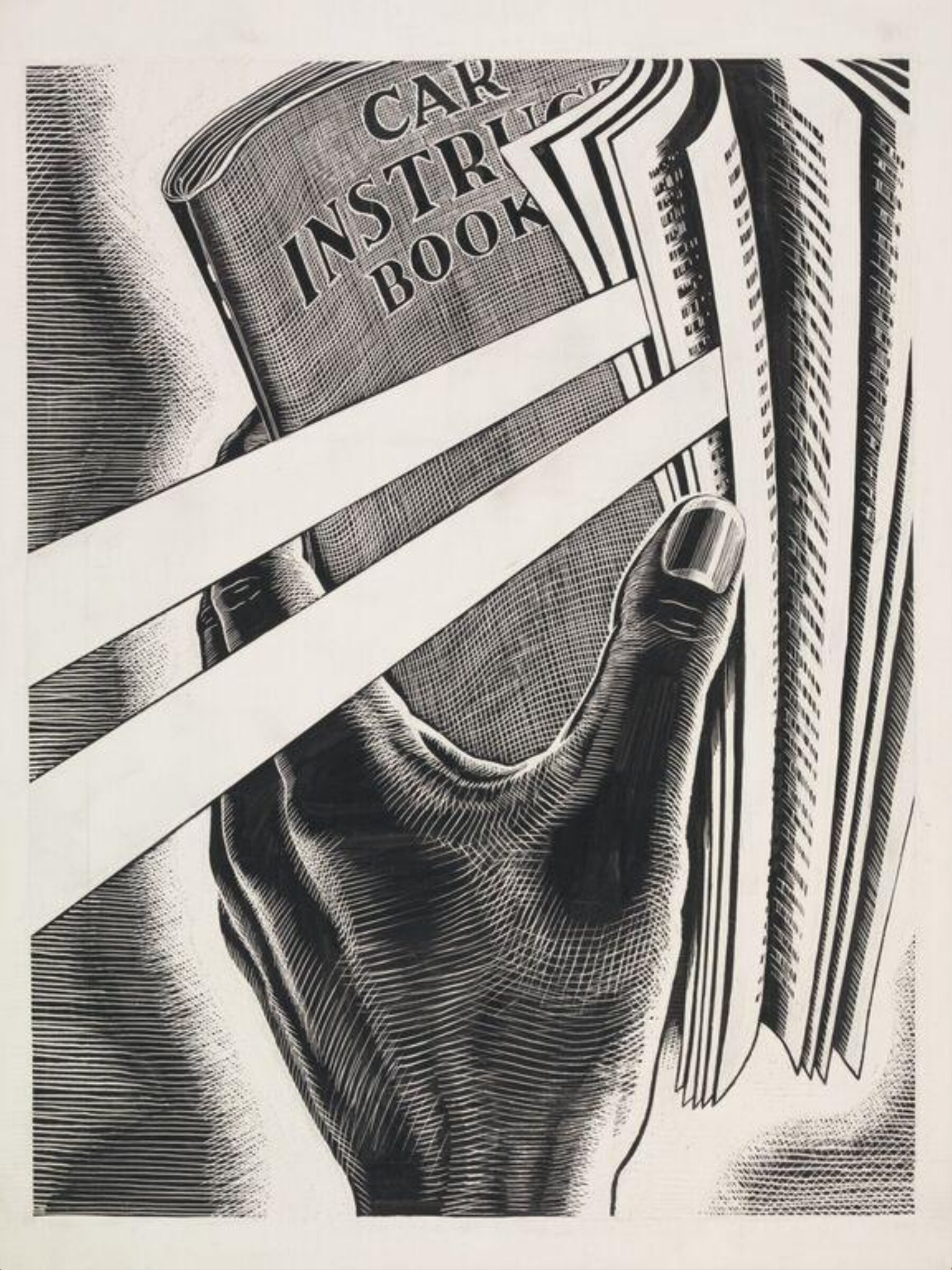 design for an advert for a car instruction manual, Wilfrid R. Addey, latter half of 20th century