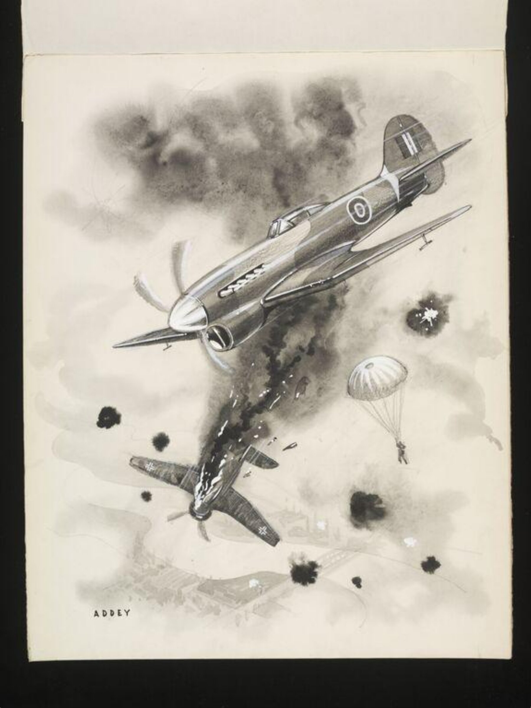 Hawker Tempest and parachute, Wilfrid R. Addey, 1940s