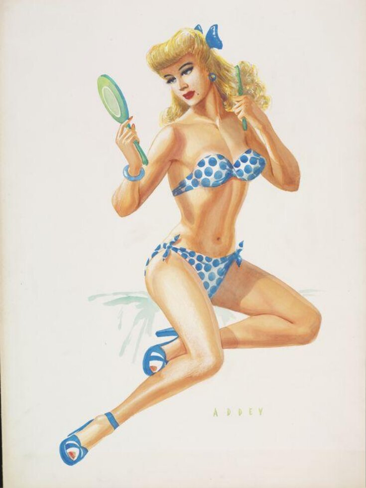 'Pin-up' girl wearing a bikini and brushing her hair top image
