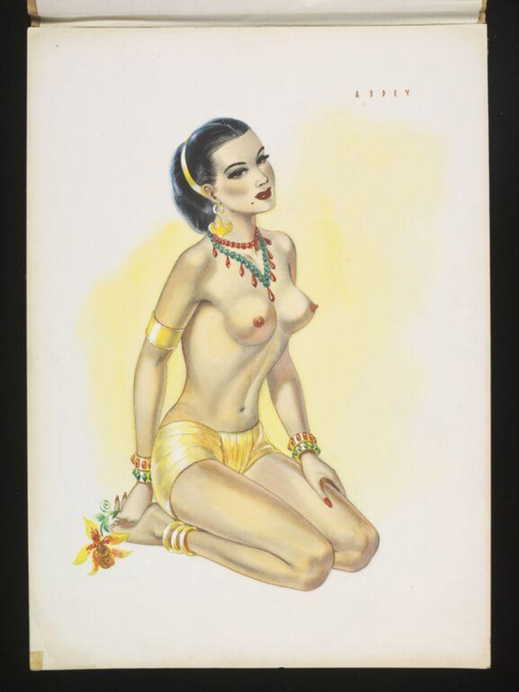'Pin-up' wearing a loin cloth and jewellery, Wilfrid R. Addey, late 1940s