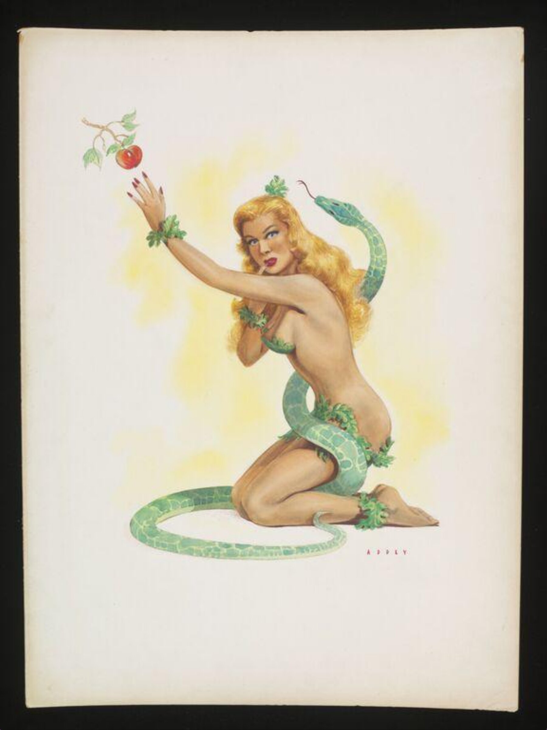 'Pin-up' girl as Eve with the serpent, Wilfrid R. Addey, late 1940s