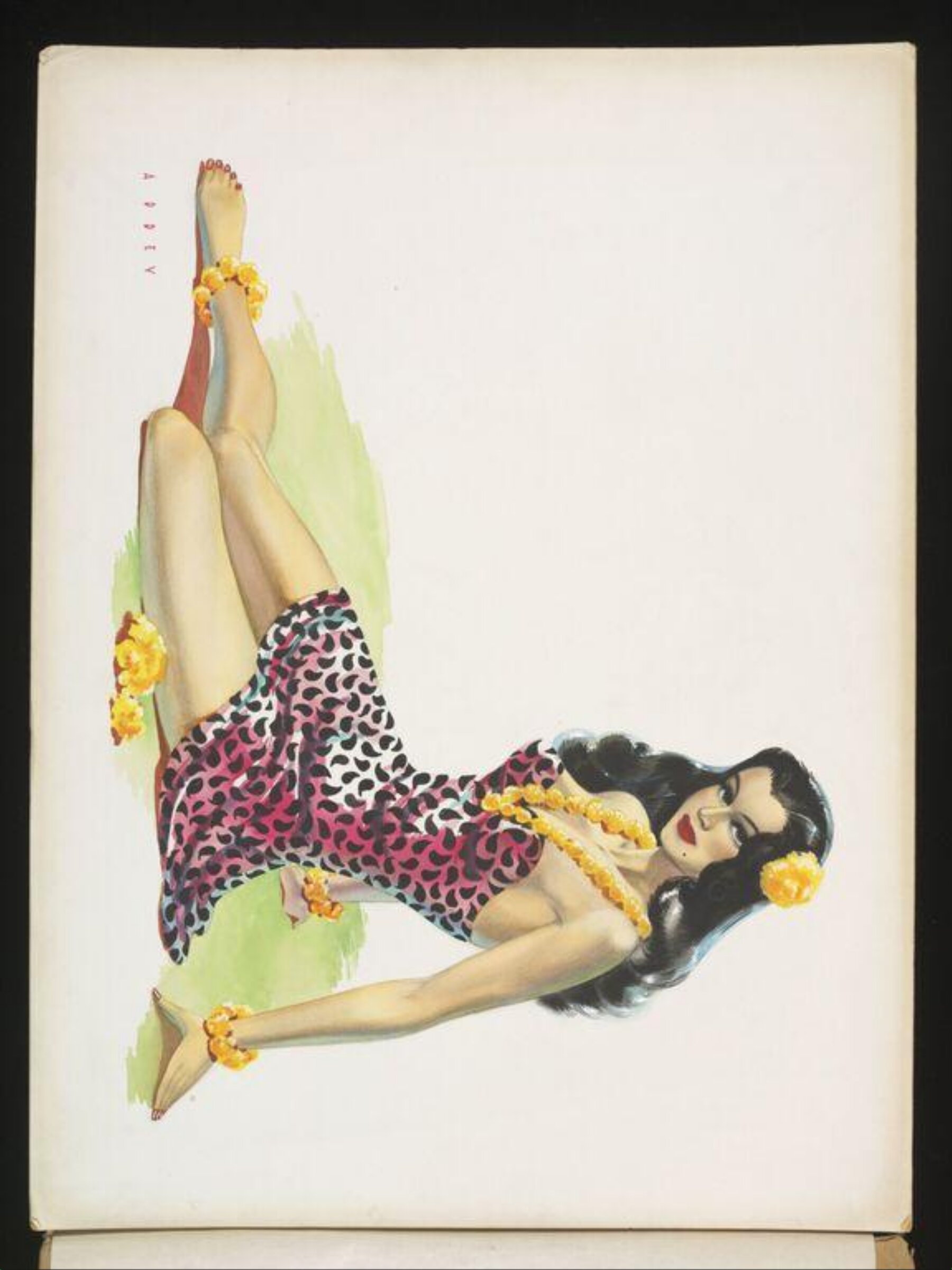 'Pin-up' in Hawaiian costume, Wilfrid R. Addey, late 1940s