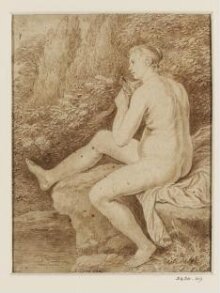 Female Bather Seated on a Rock, Combing her Hair thumbnail 1