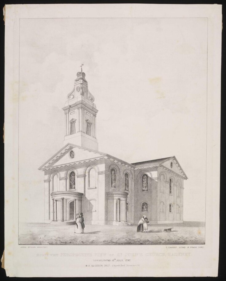 Northwest Perspective View of St. John's Church, Hackney, consecrated 15th July 1797 top image