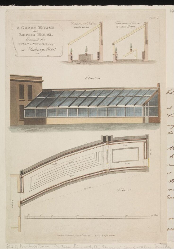 A Green House and Exotic House. Executed for William Linwood Esquire at Hackney, Middlesex top image