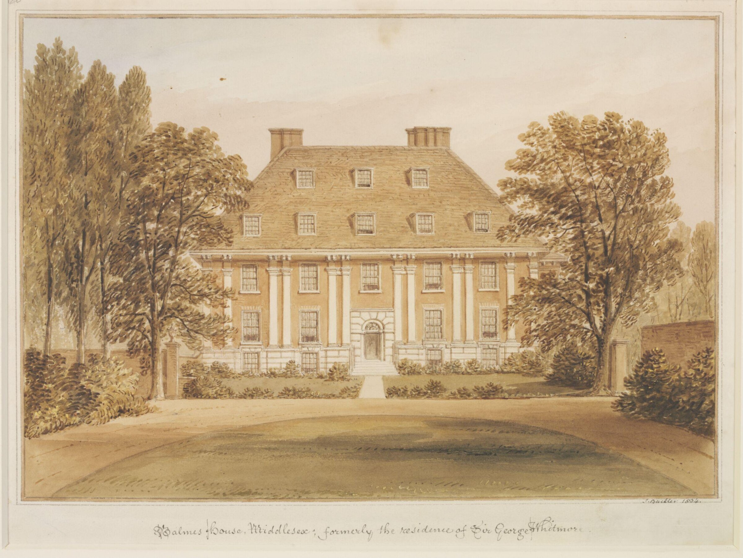 Balmes House, Middlesex, formerly the residence of Sir George Whitmore, John Chessell Buckler, 1834