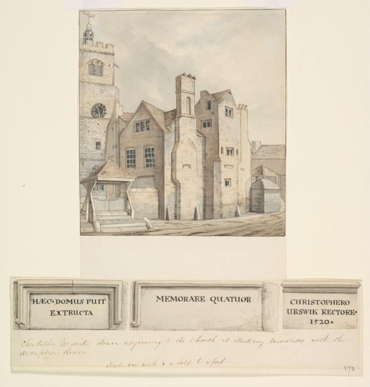 Christopher Urswick's House adjoining the Church at Hackney, Middlesex, with the inscriptions thereon top image