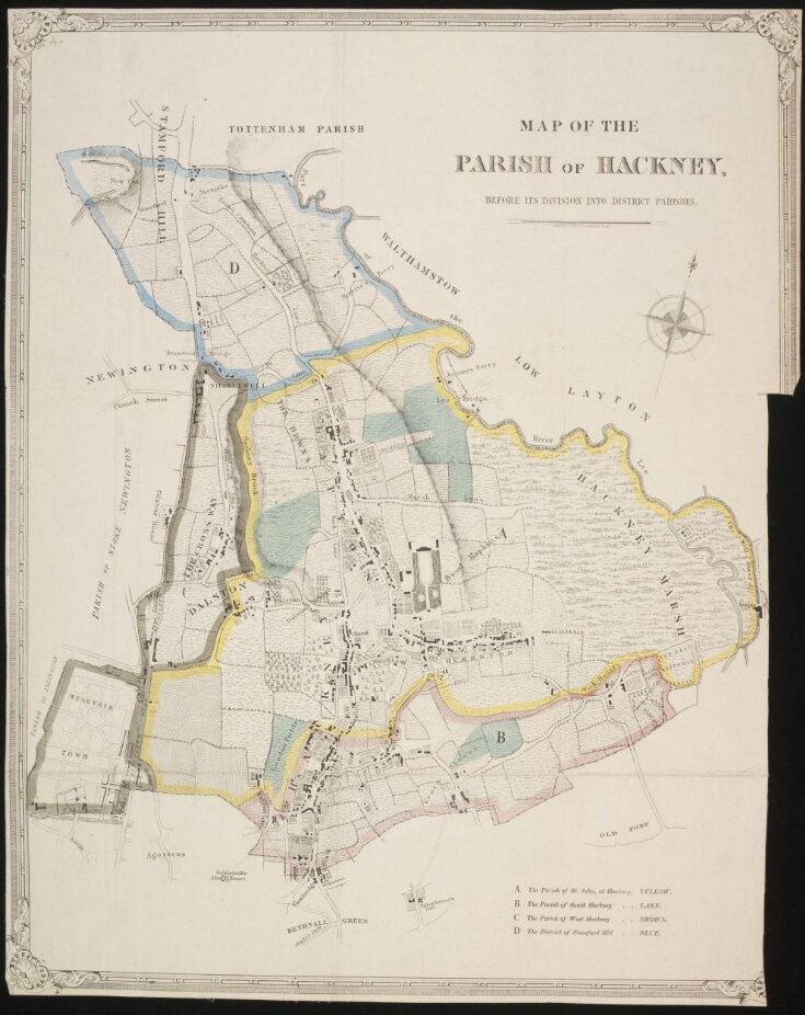 Map of the Parish of Hackney, before its division into district parishes. top image