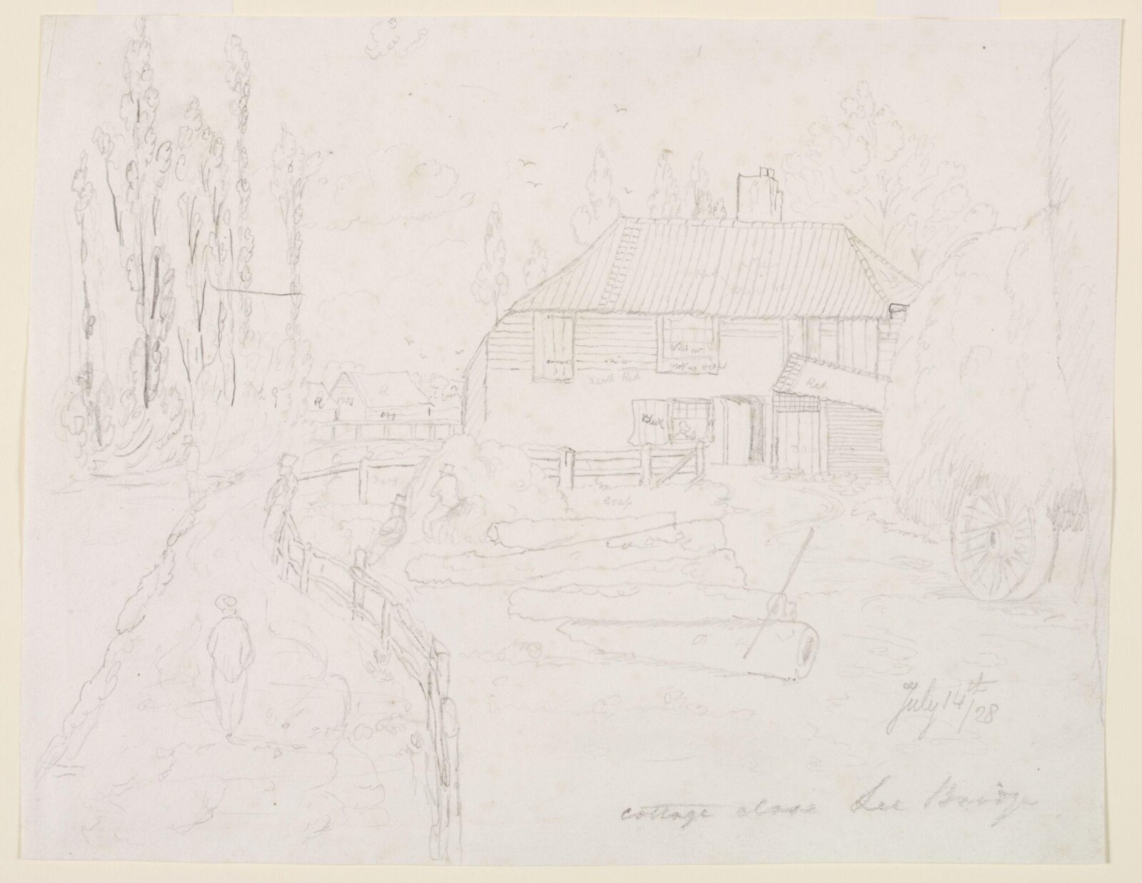 Cottage close Lee Bridge, Thomas Hosmer Shepherd, 14 July 1828