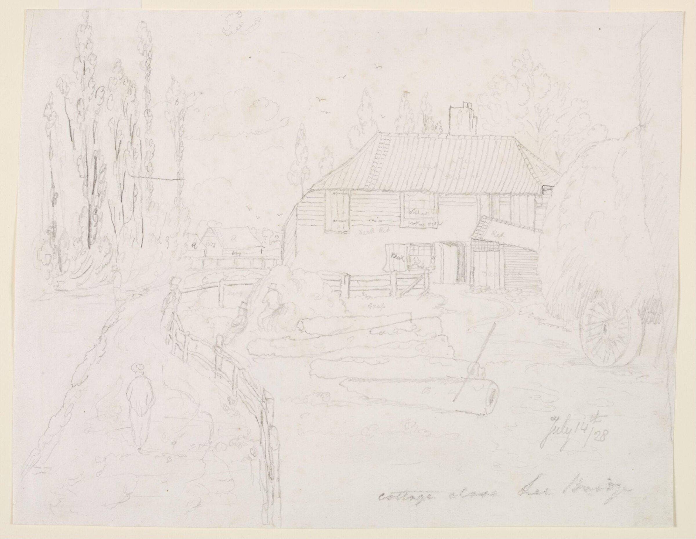 Cottage close Lee Bridge, Thomas Hosmer Shepherd, 14 July 1828