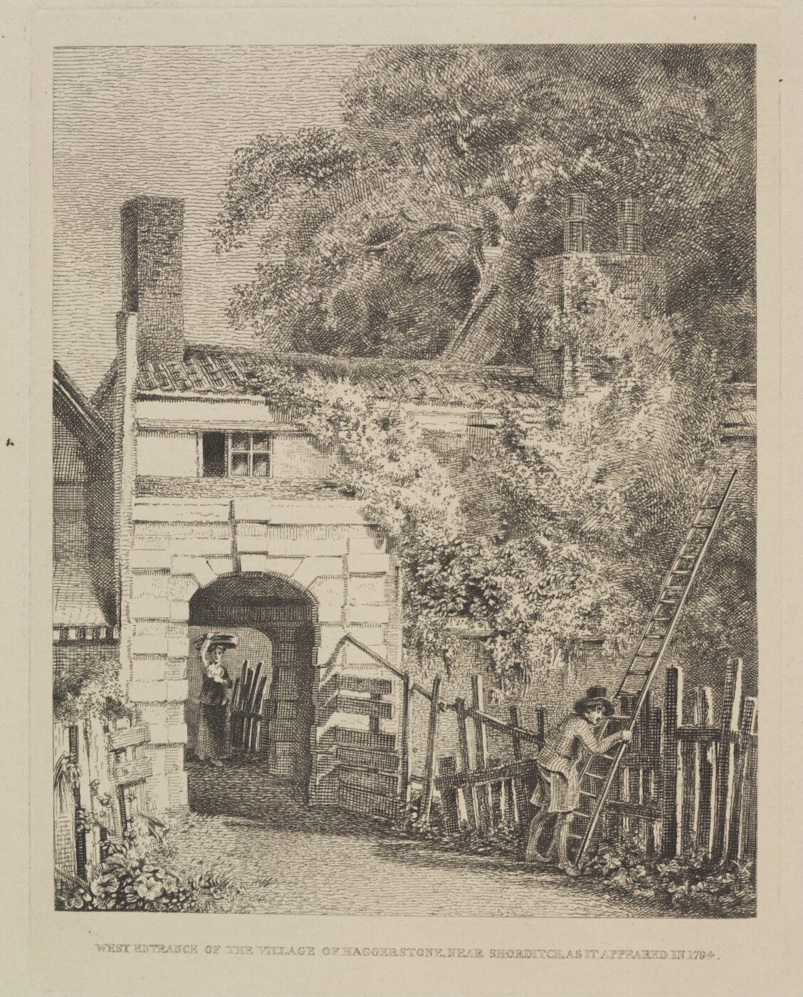 Unknown, West Entrance of the Village of Haggerstone, near Shoreditch, as it appeared in 1794