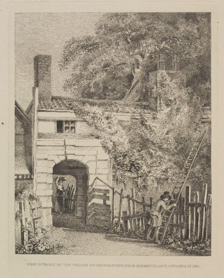 West Entrance of the Village of Haggerstone, near Shoreditch, as it appeared in 1794 top image