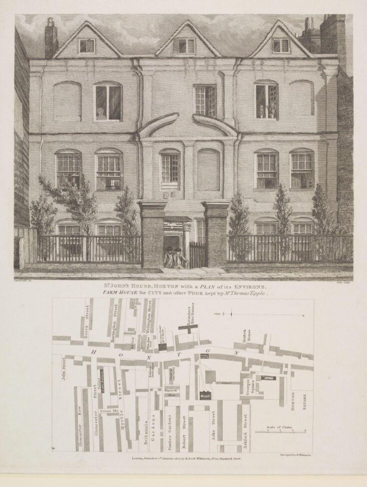 St John's House, Hoxton with a Plan of its Environs. Farm-house for City and other Poor kept by Mr Thomas Tipple top image