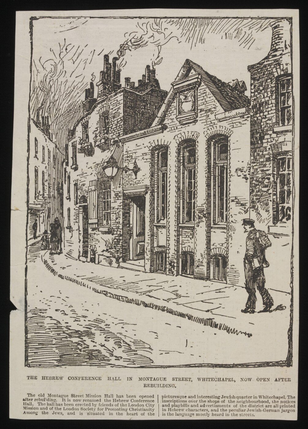 Unknown, The Hebrew Conference Hall in Montague Street, Whitechapel, now open after rebuilding