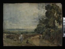 A Country Road with Trees and Figures (recto); Willy Lott's House (verso) thumbnail 1