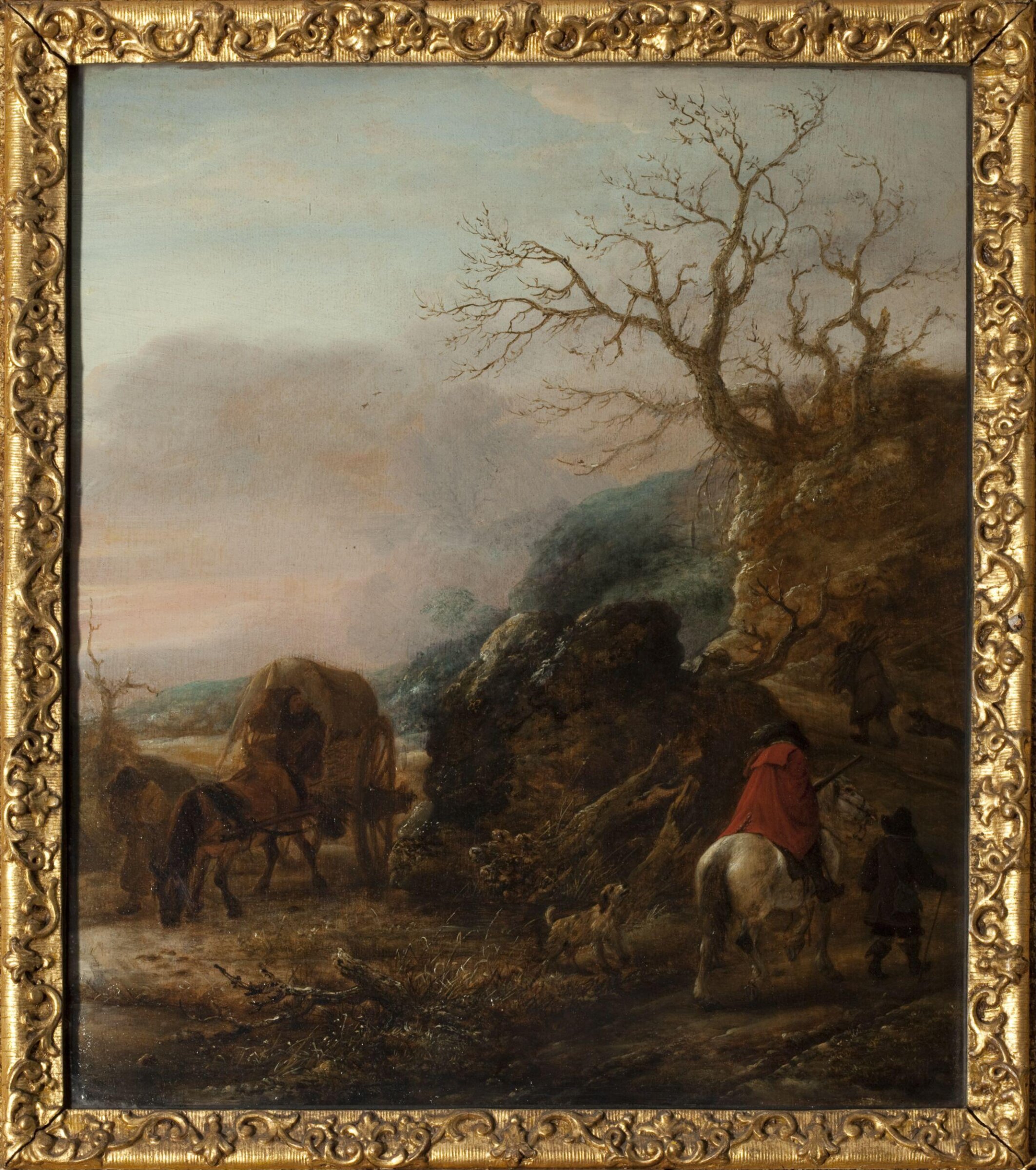 Landscape with horseman and a cart, Isack van Ostade, 1742-1800