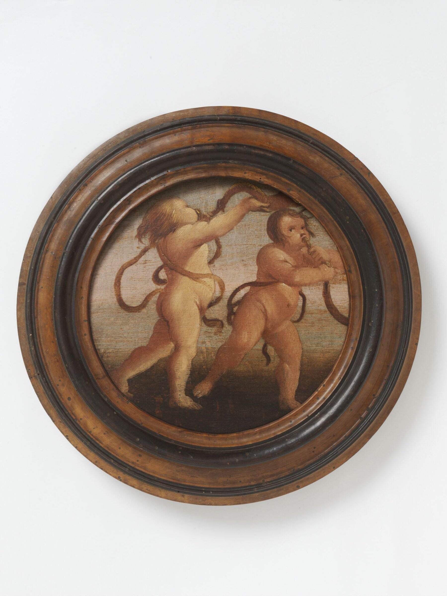 Two Putti blowing horns, Perino del Vaga, early 16th century