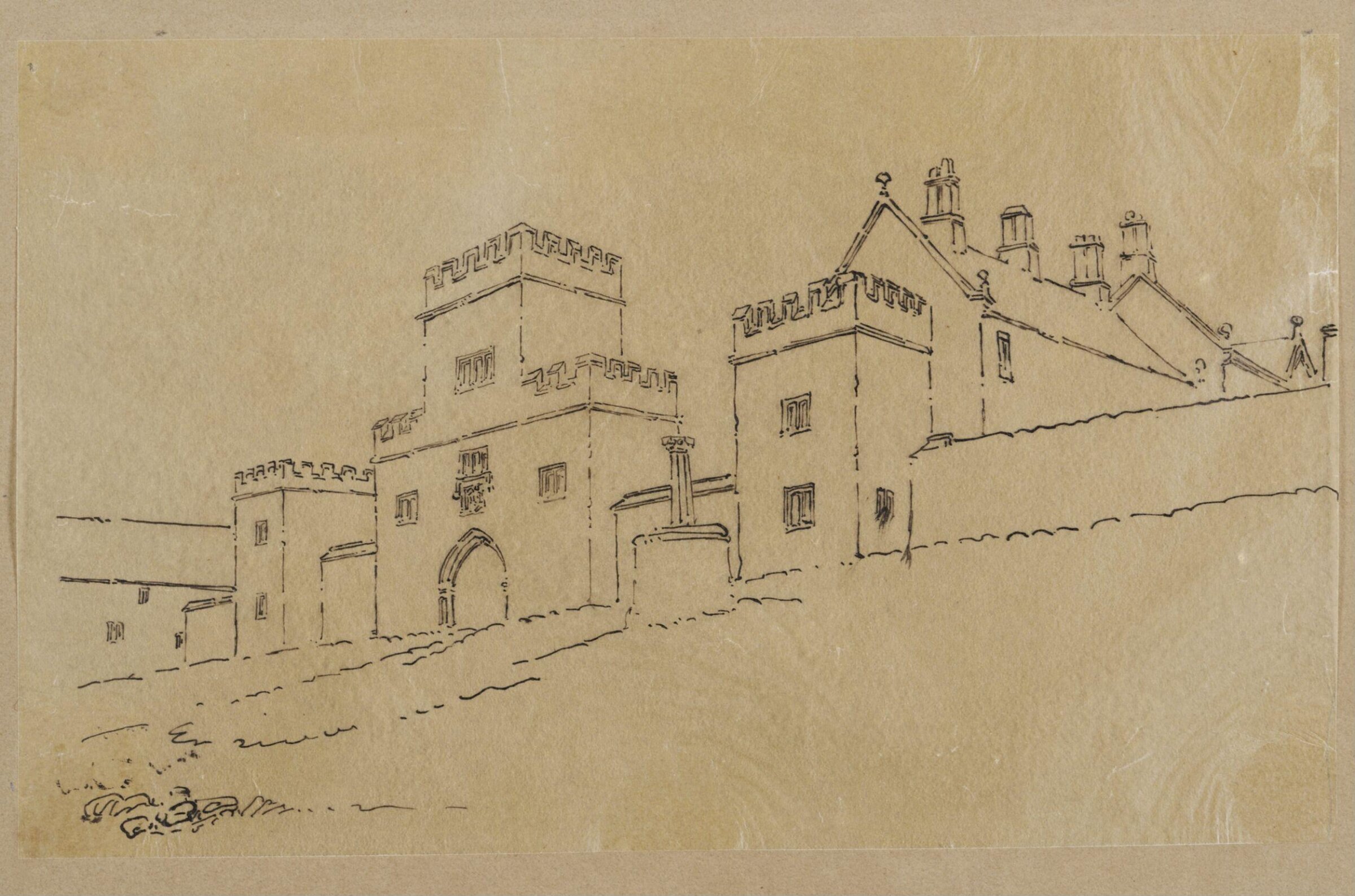 Drawing, Anthony Salvin, 19th century