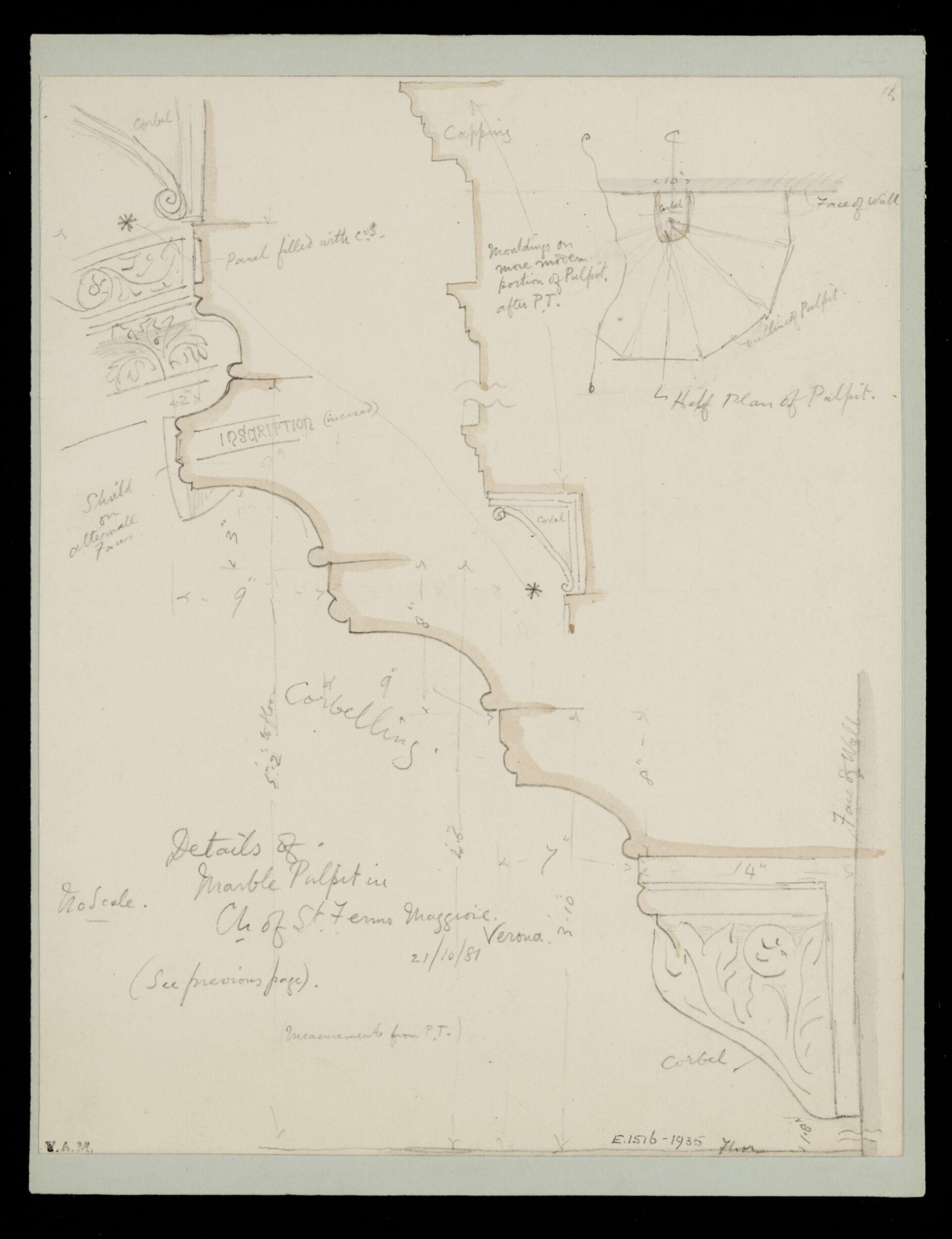 One of 235 drawings of architectural subjects in France, Germany, and Italy, Walter John Nash Millard, 21st October 1881