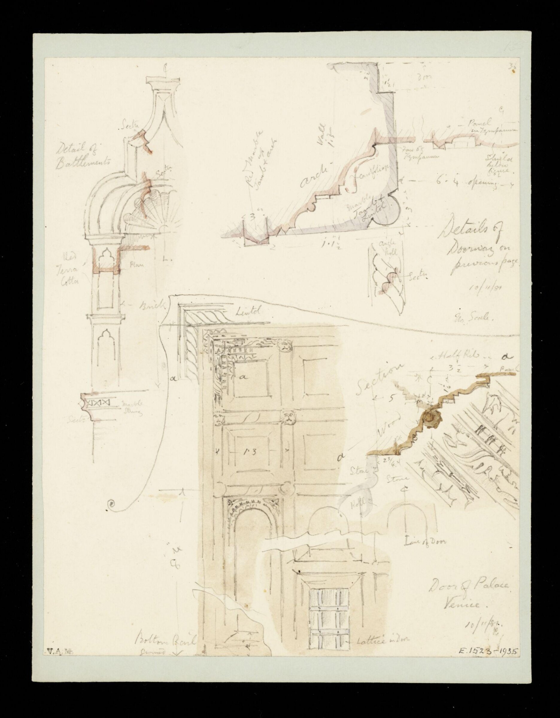 One of 235 drawings of architectural subjects in France, Germany, and Italy, Walter John Nash Millard, 10th November 1881