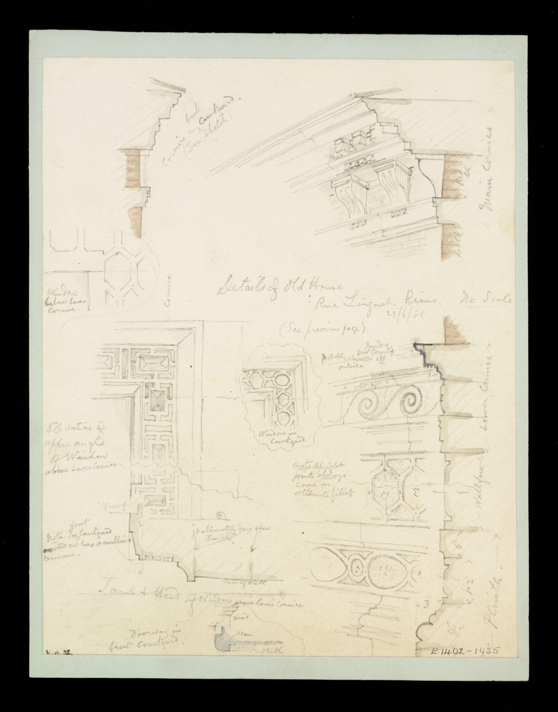 One of 235 drawings of architectural subjects in France, Germany, and Italy, Walter John Nash Millard, 23rd June 1881