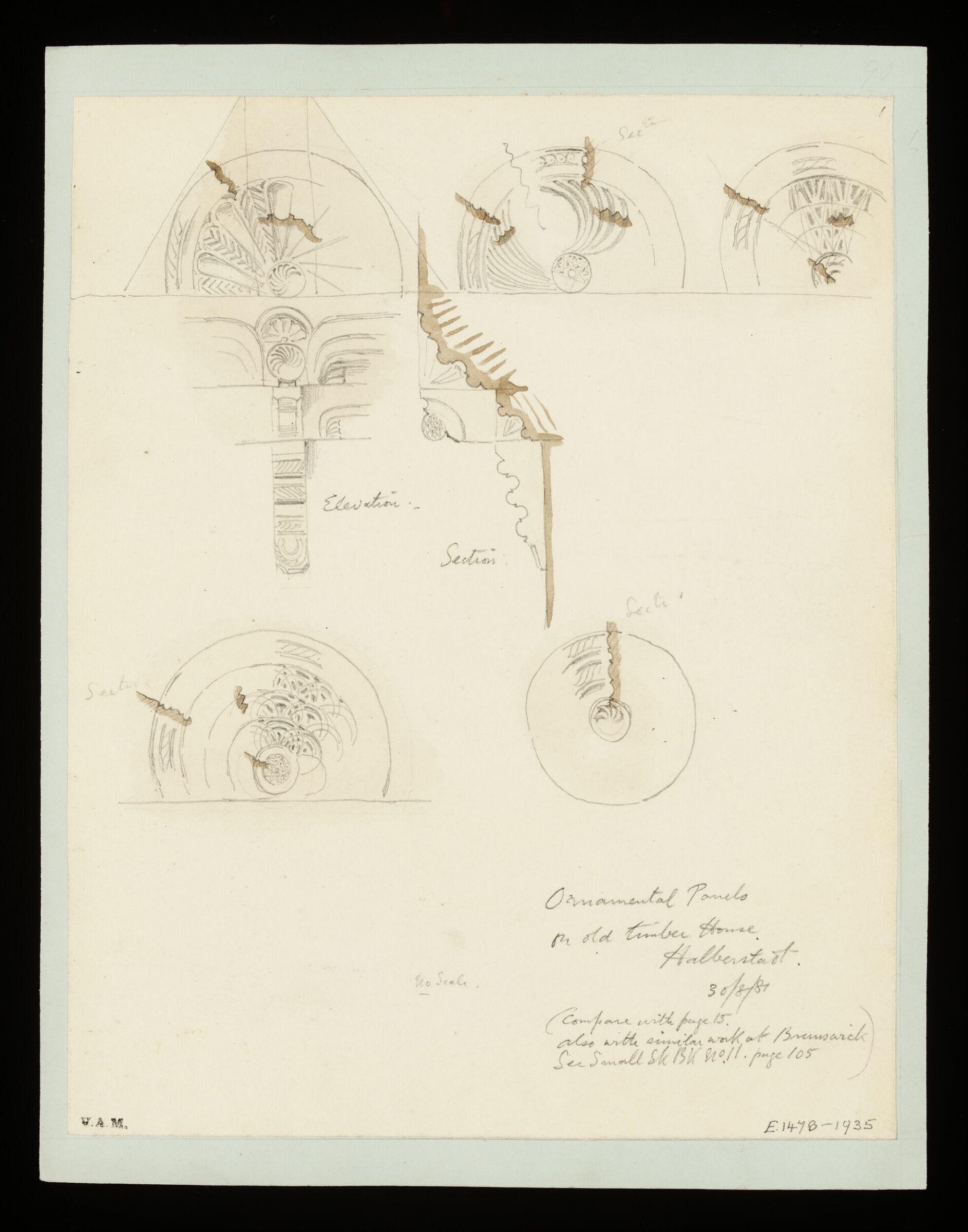 One of 235 drawings of architectural subjects in France, Germany, and Italy, Walter John Nash Millard, 30th August 1881