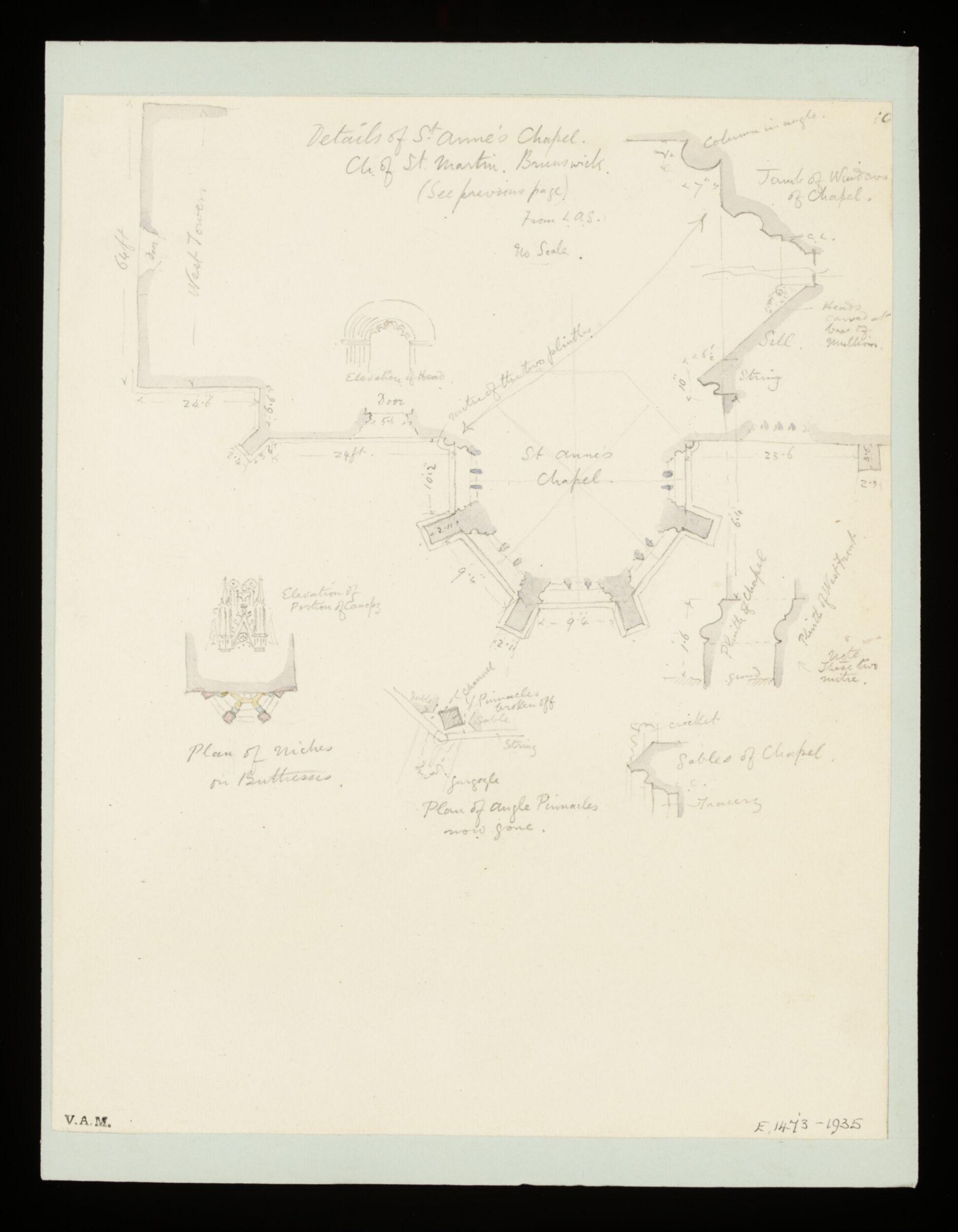 One of 235 drawings of architectural subjects in France, Germany, and Italy, Walter John Nash Millard, 1881