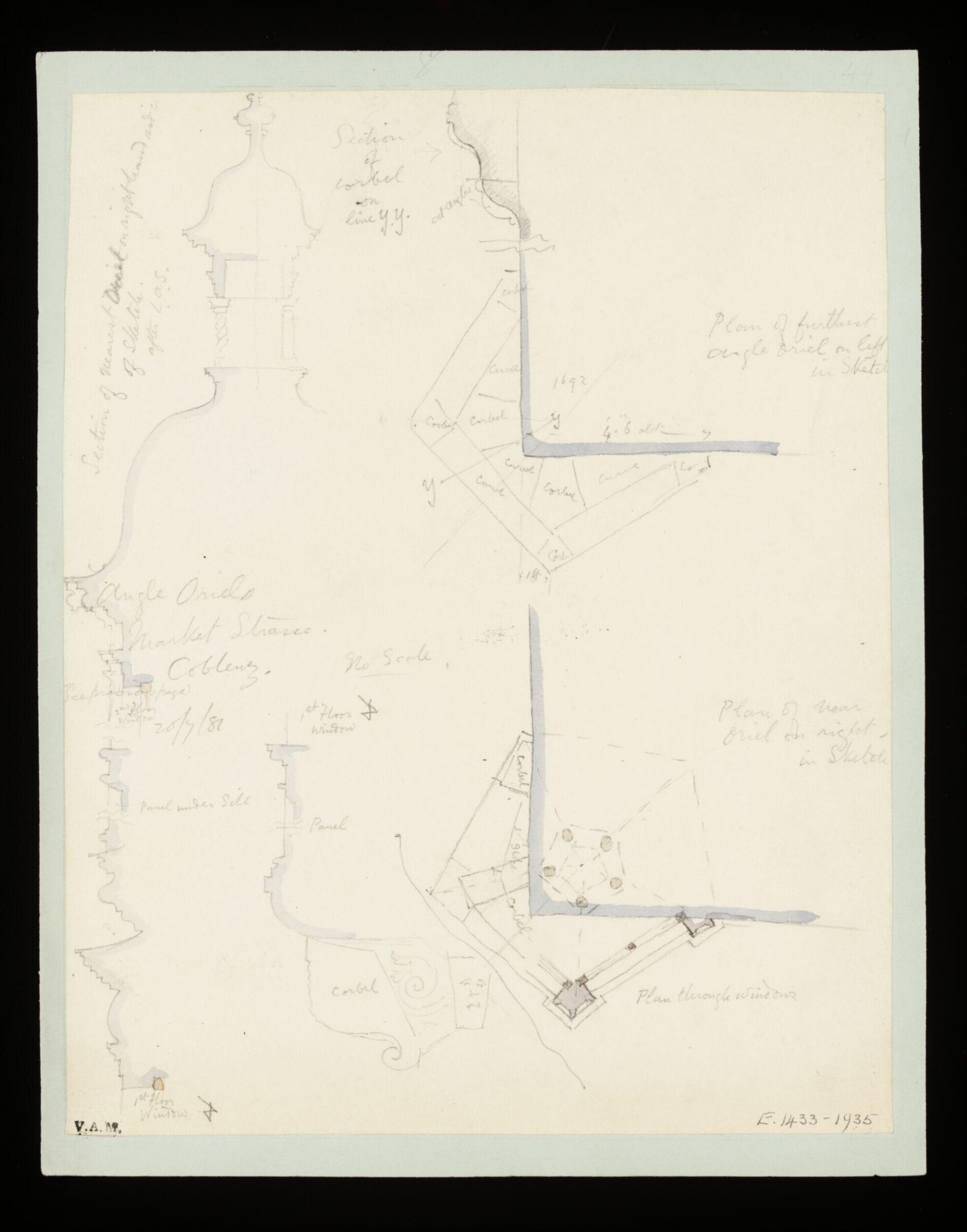 One of 235 drawings of architectural subjects in France, Germany, and Italy, Walter John Nash Millard, 20th July 1881