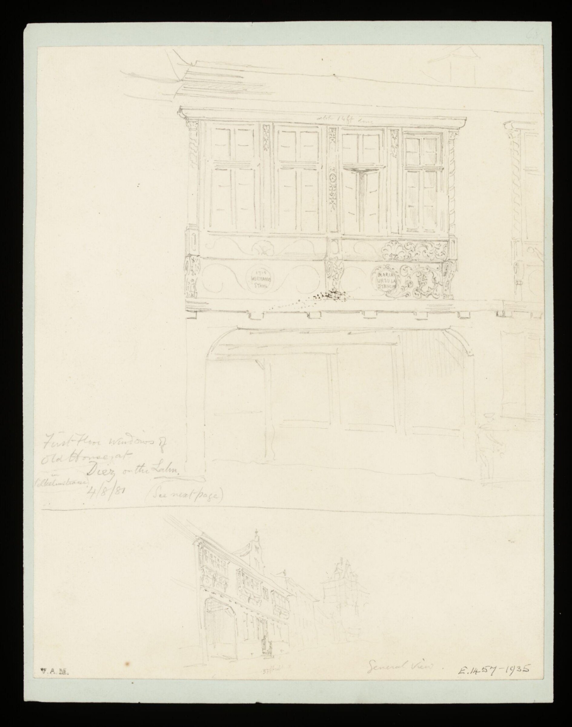 One of 235 drawings of architectural subjects in France, Germany, and Italy, Walter John Nash Millard, 4th August 1881
