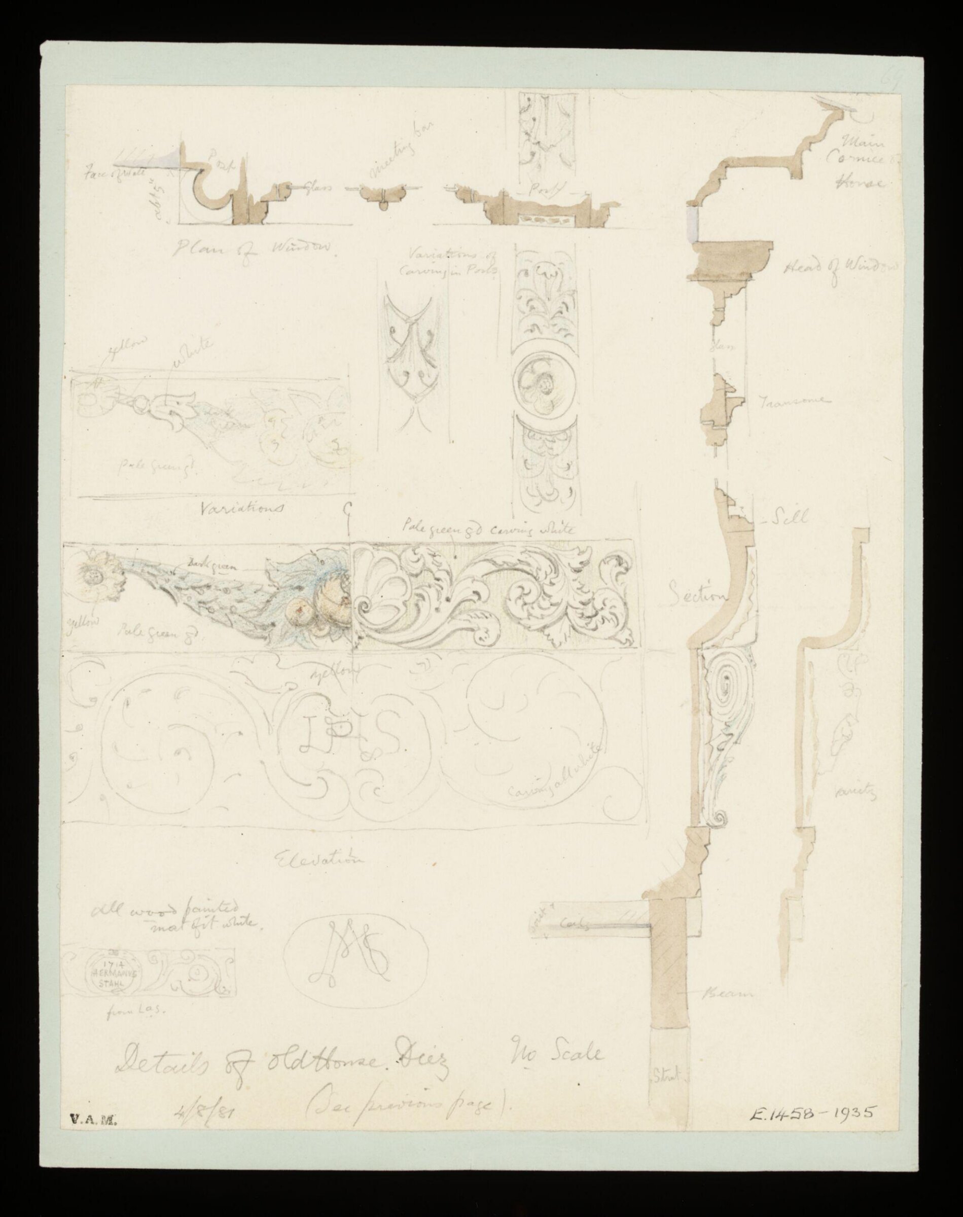 One of 235 drawings of architectural subjects in France, Germany, and Italy, Walter John Nash Millard, 4th August 1881