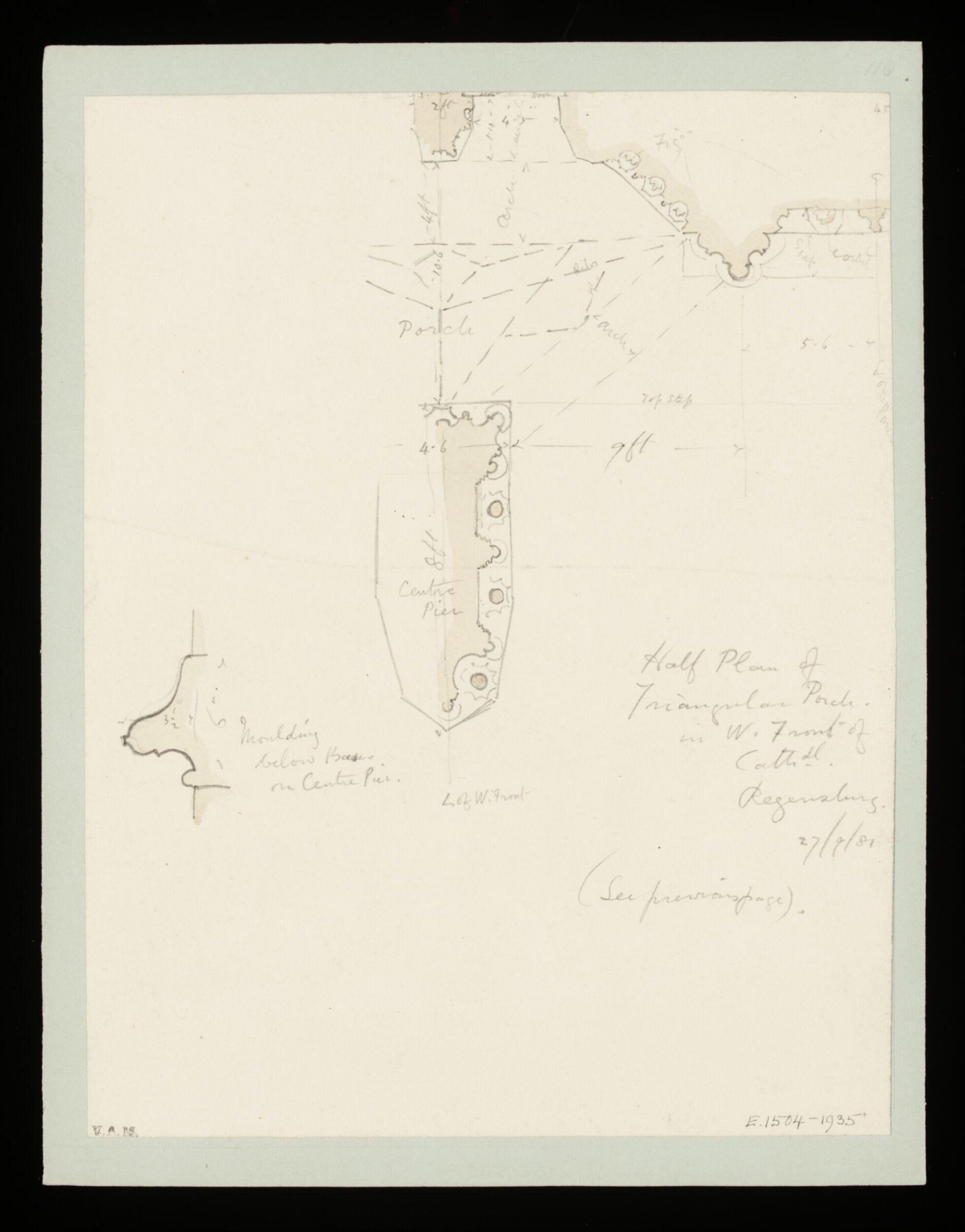 One of 235 drawings of architectural subjects in France, Germany, and Italy, Walter John Nash Millard, 27th September 1881