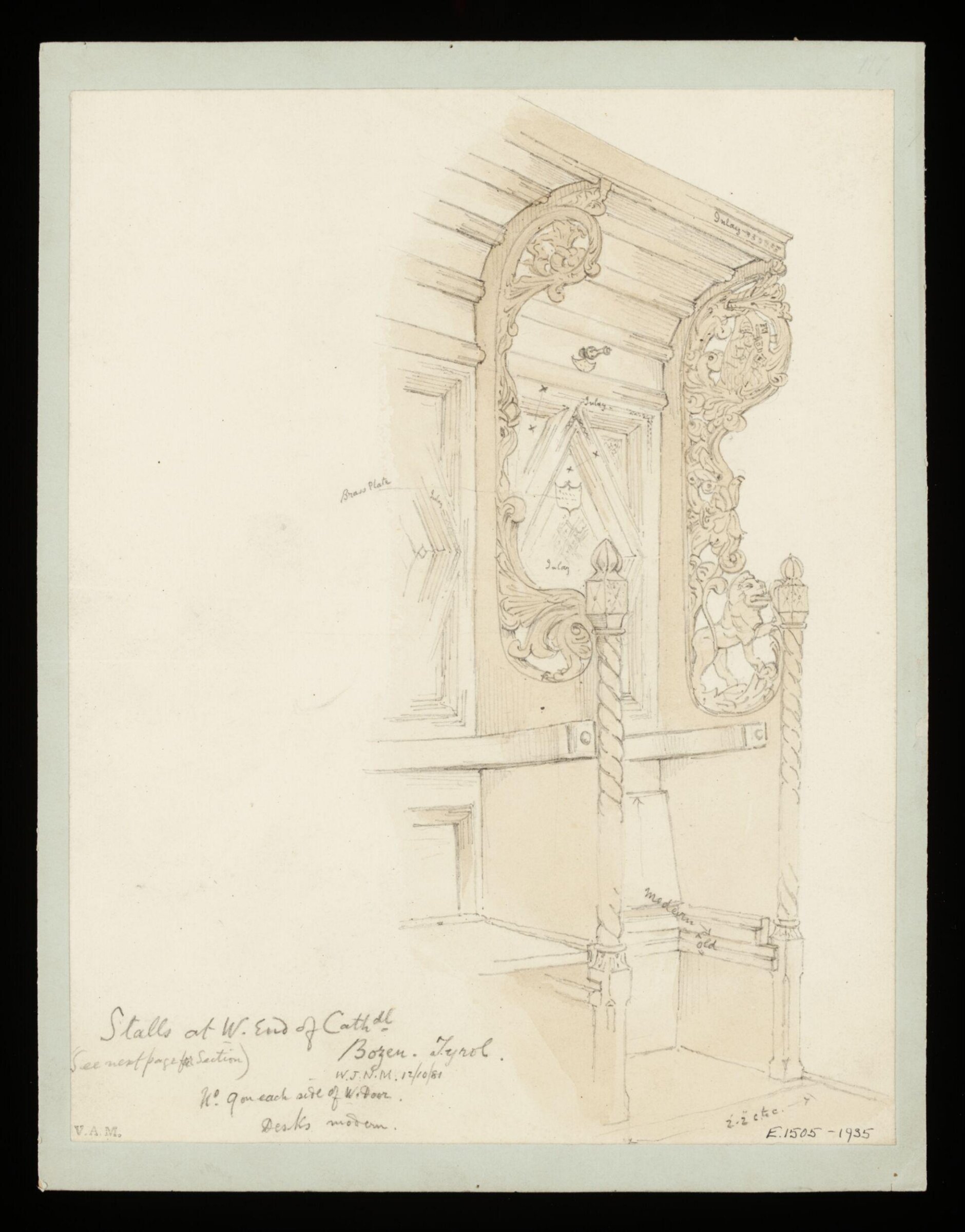 One of 235 drawings of architectural subjects in France, Germany, and Italy, Walter John Nash Millard, 12th October 1881