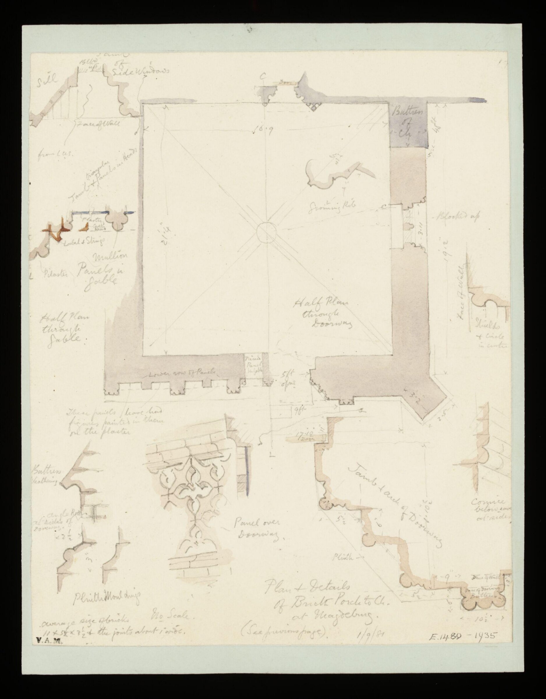 One of 235 drawings of architectural subjects in France, Germany, and Italy, Walter John Nash Millard, 1st September 1881
