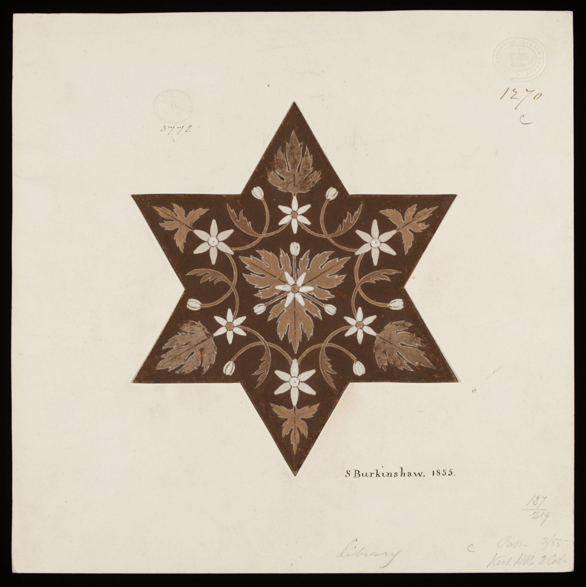 Drawing, S Burkinshaw, 1855