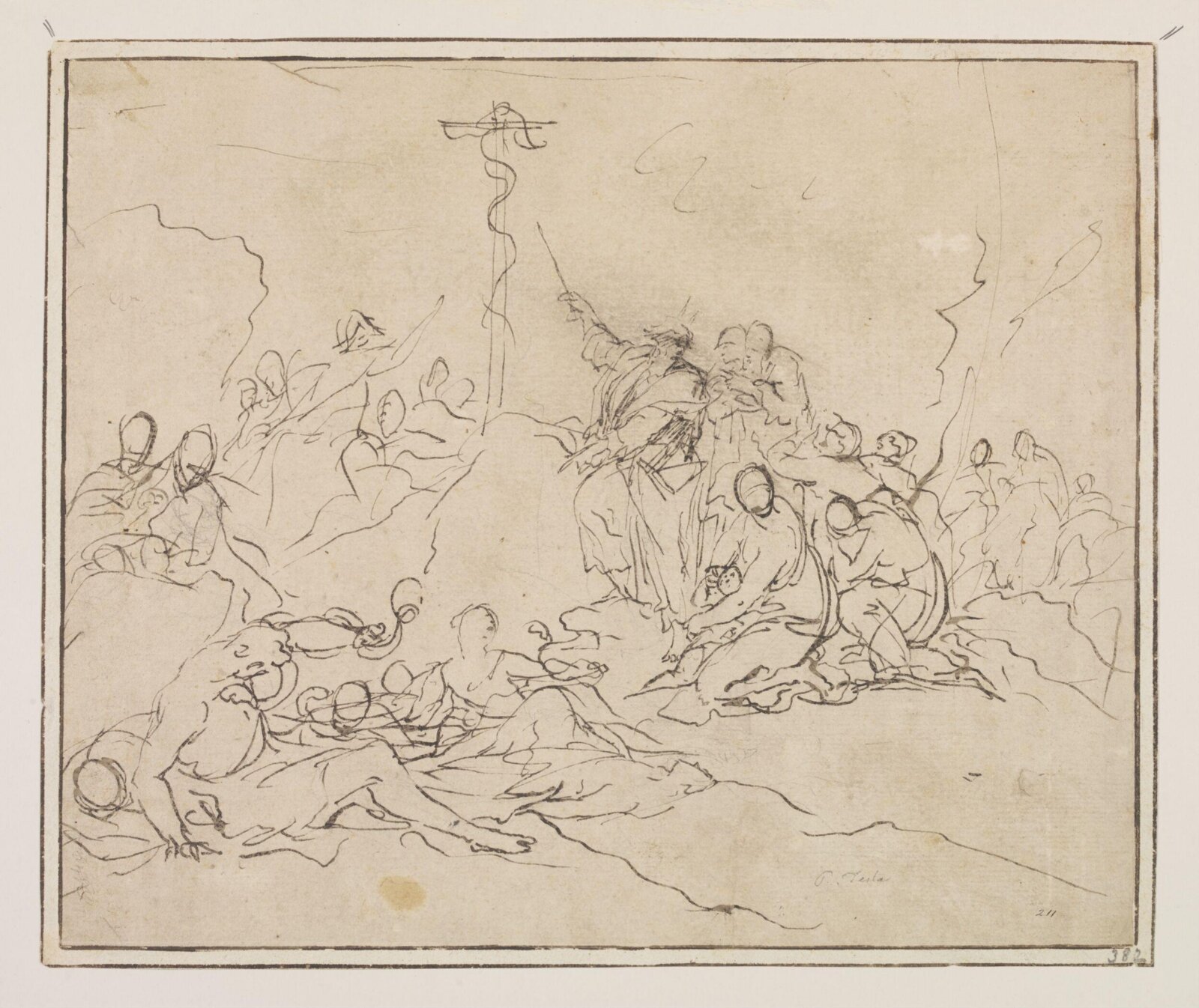 Brazen Serpent, Pietro Testa, 17th century