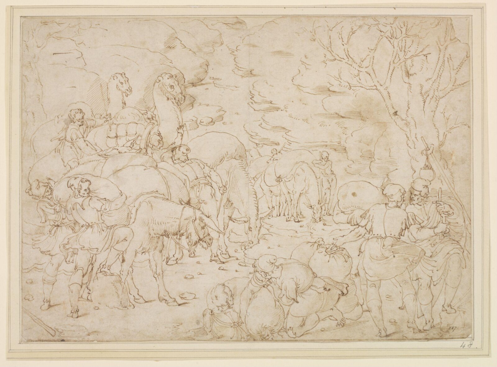 Drawing, Domenico Campagnola, 16th century