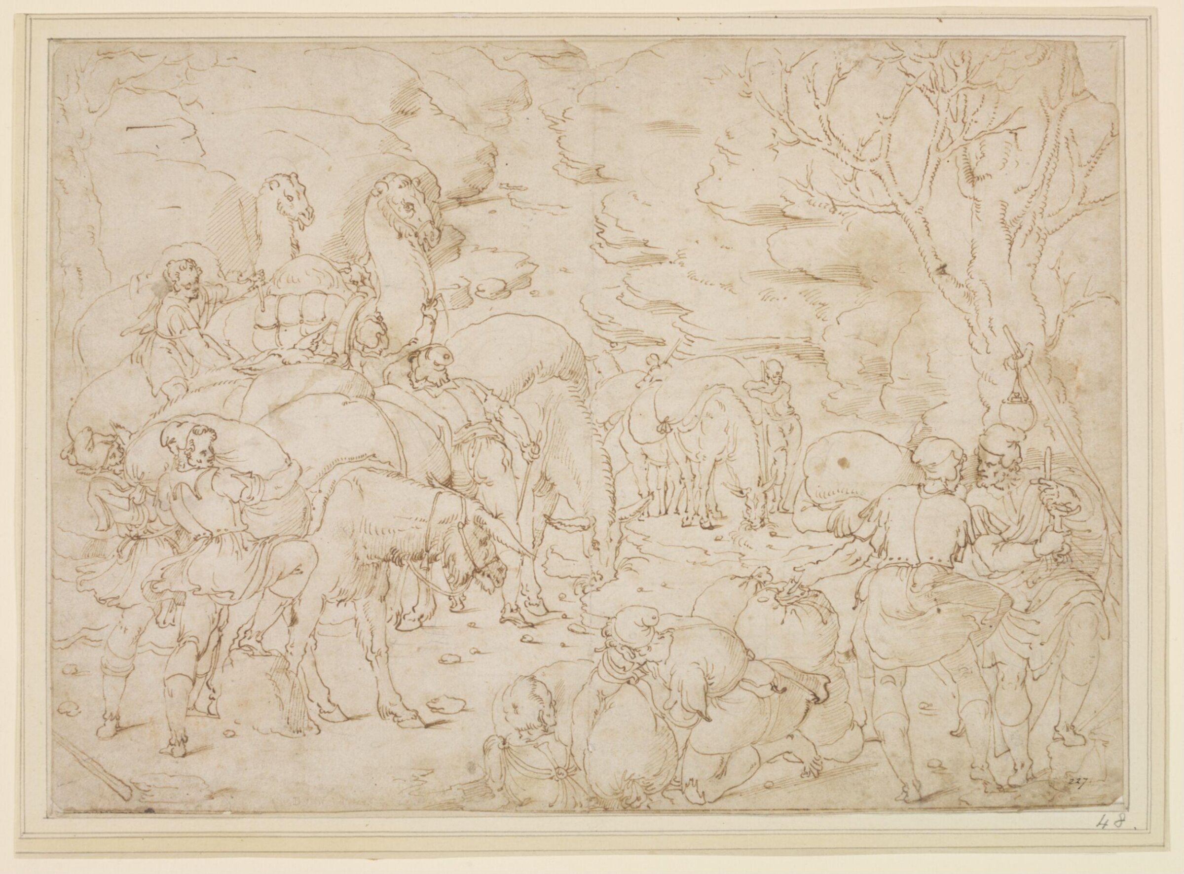 Drawing, Domenico Campagnola, 16th century