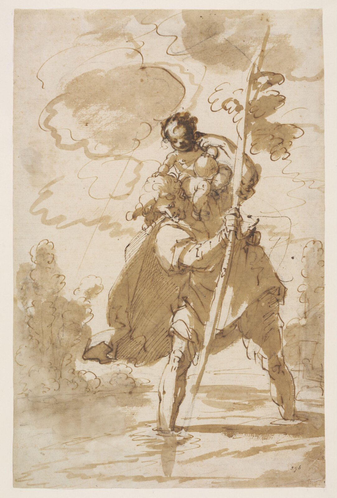 St. Christopher, Lodovico Carracci, ca. 1575-1619
