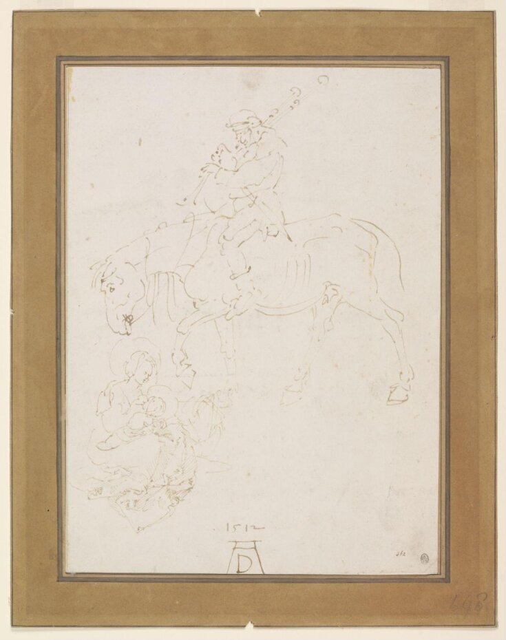 Madonna and Child with Cradle and a Bagpiper on Horseback top image